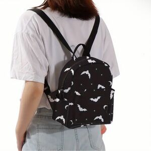 New Black and White Bat Print Backpack
